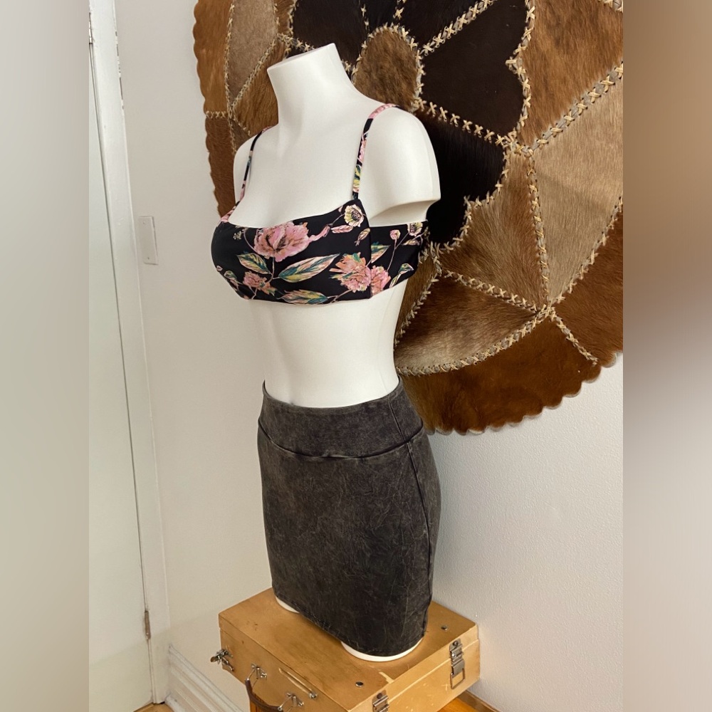 Pink Peony on Black Reversible Bikini Top